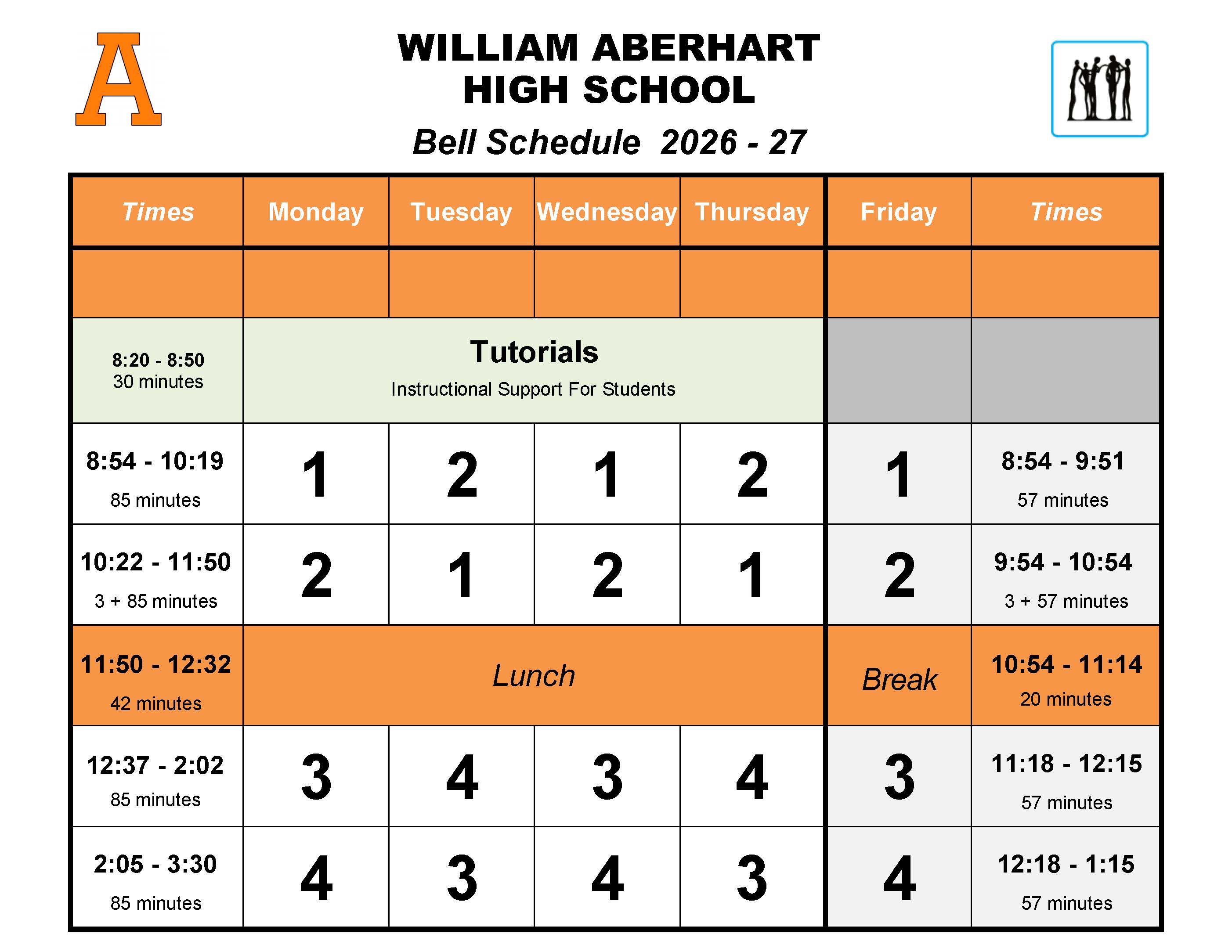 Bell Schedule 2026-2027